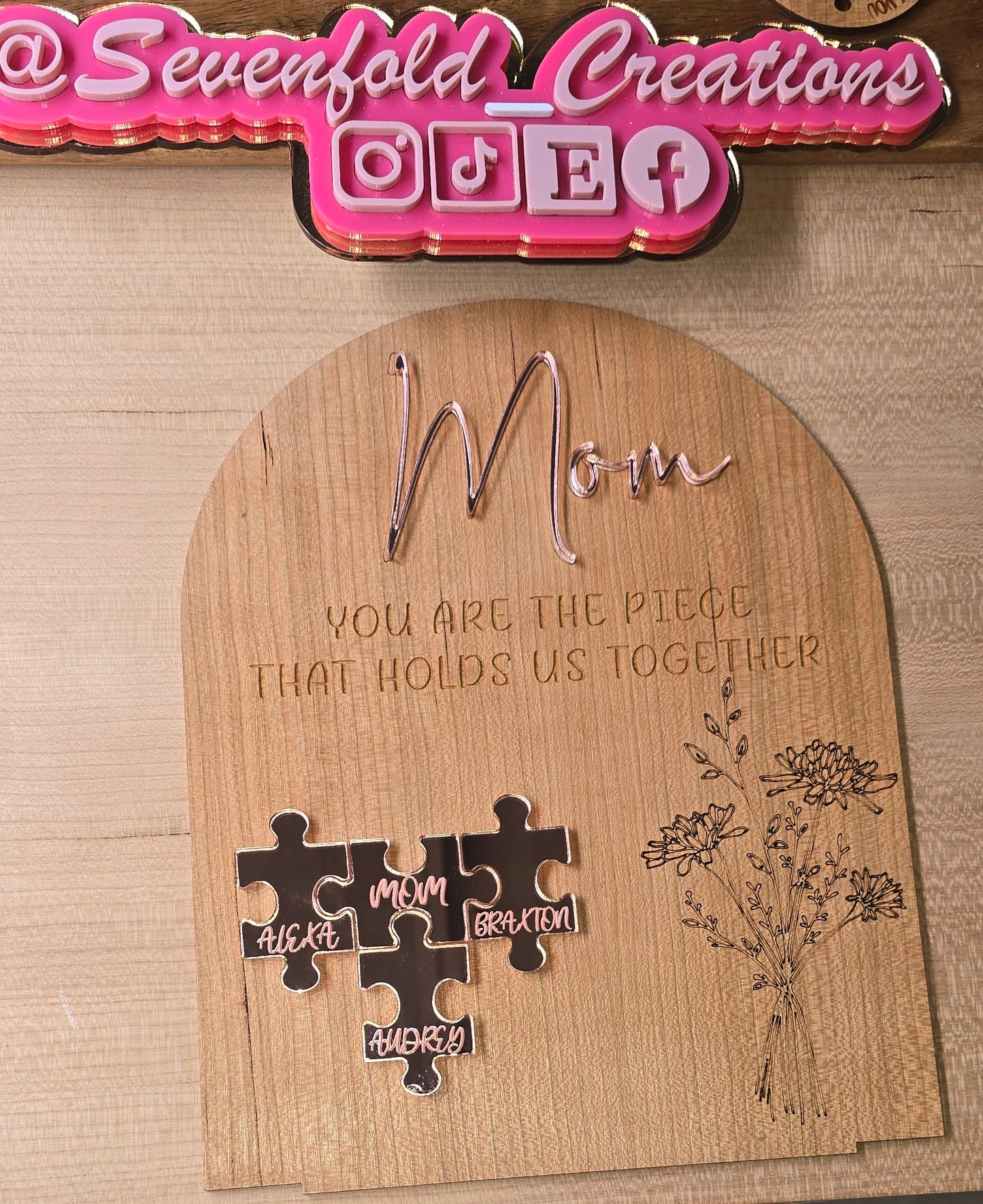 Personalized Mom Puzzle Sign, Mother’s Day Gift from kids, Husband, Grandma Gift, Customized gift, Your are the piece that holds us together