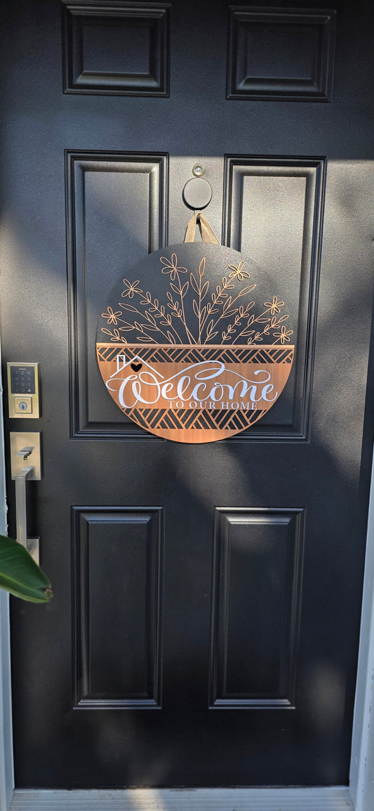 Acrylic and wood welcome door hangers|Gift|Front door decor|Front door sign.