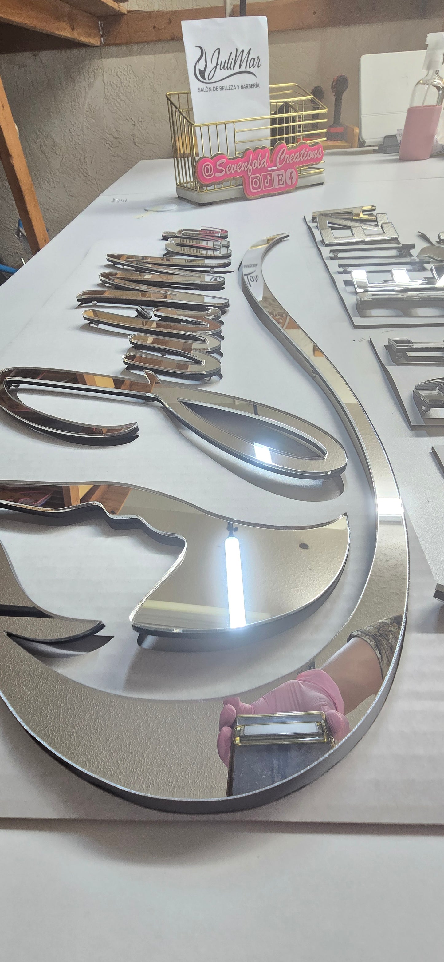 Custom Layered Beauty Salon Logo| mirror layered sign