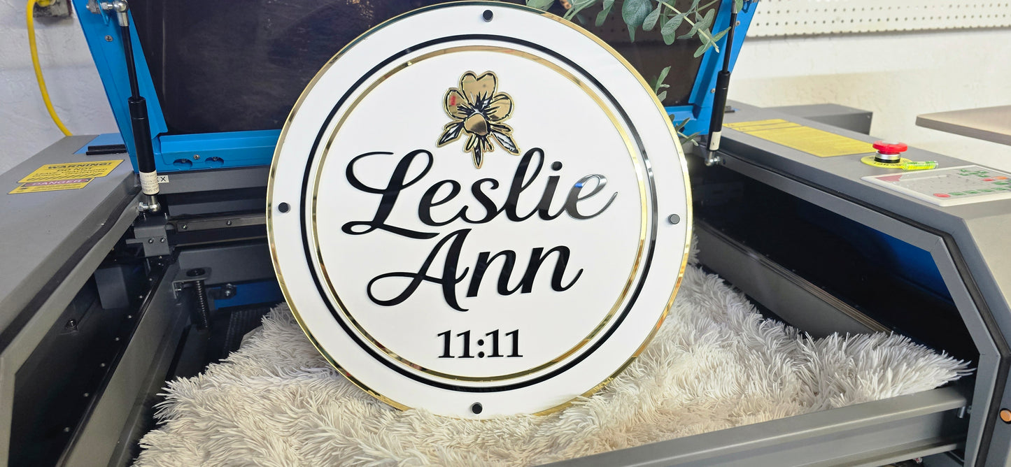 20" Round Acrylic Name Sign