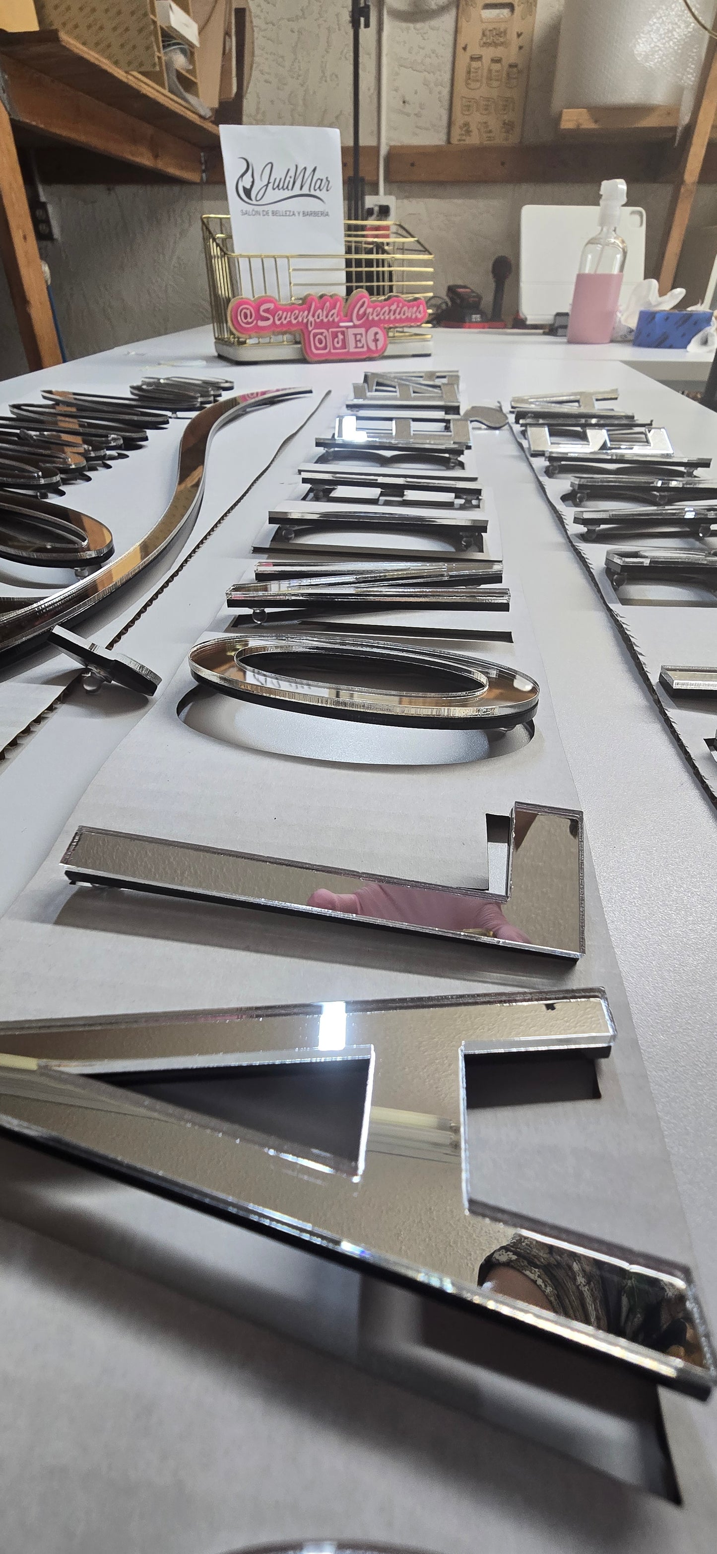 Custom Layered Beauty Salon Logo| mirror layered sign