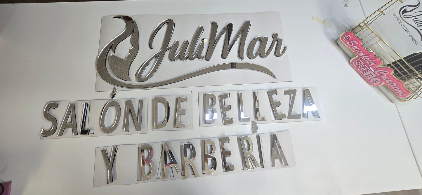 Custom Layered Beauty Salon Logo| mirror layered sign